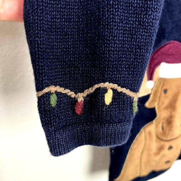 VTG Christopher & Banks Women's Small Navy Hand Embroidered Christmas Cardigan - Picture 8 of 12